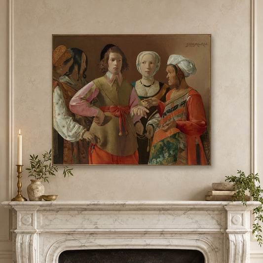 The Fortune-Teller by Georges de La Tour — canvas wrap, mantel mockup