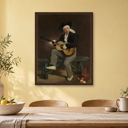 The Spanish Singer by Edouard Manet — walnut frame, kitchen dining wall mockup