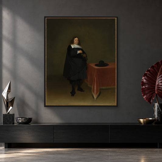 Burgomaster Jan van Duren (1613–1687) by Gerard ter Borch the Younger — black frame, modern charcoal loft mockup