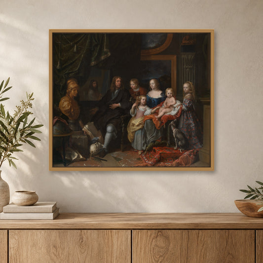 The Jabach Family by Charles Le Brun — oak frame, close-up with props mockup