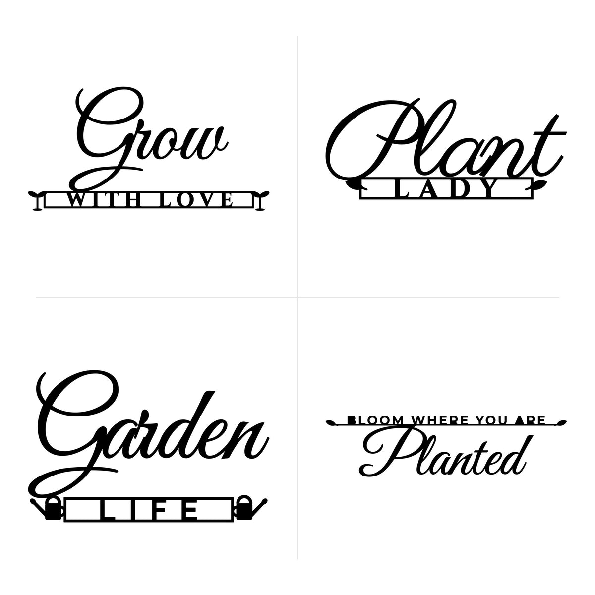 Grow With Love, Plant Lady, Garden Life and Bloom Where You Are Planted calligraphy cut file designs