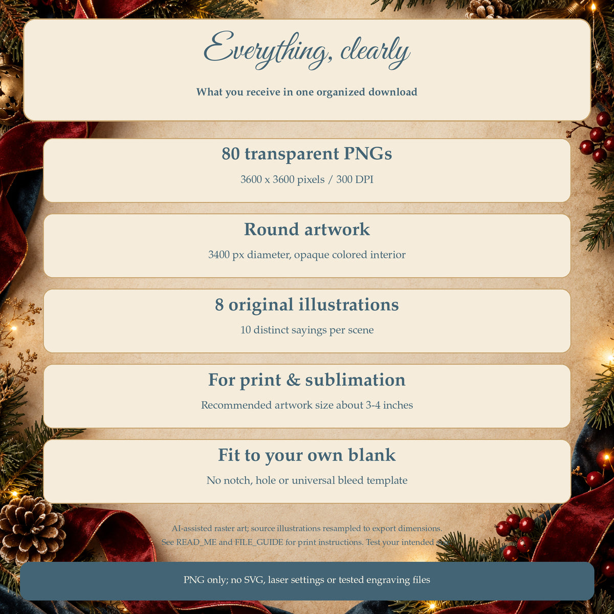 Little Village Christmas - 80 Christmas Quote Round PNGs for Coasters and Ornaments — File Details