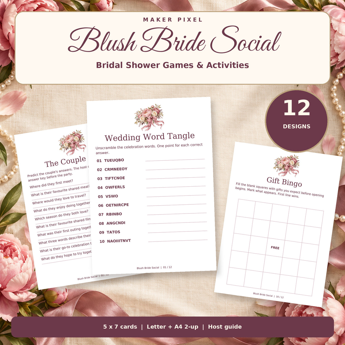 Blush Bride Social - styled hero showing actual printable pages
