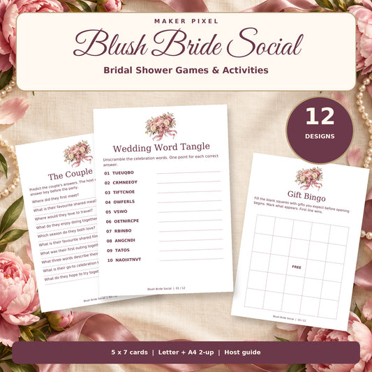 Blush Bride Social - styled hero showing actual printable pages