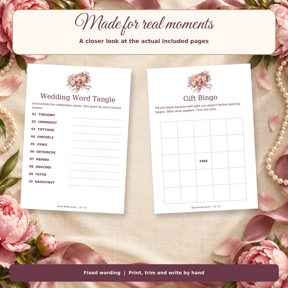 Blush Bride Social - actual page close-ups