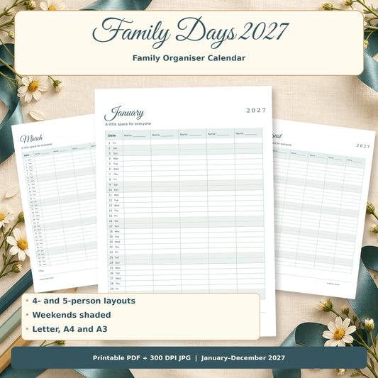 Family Days 2027 — calendar preview and contents