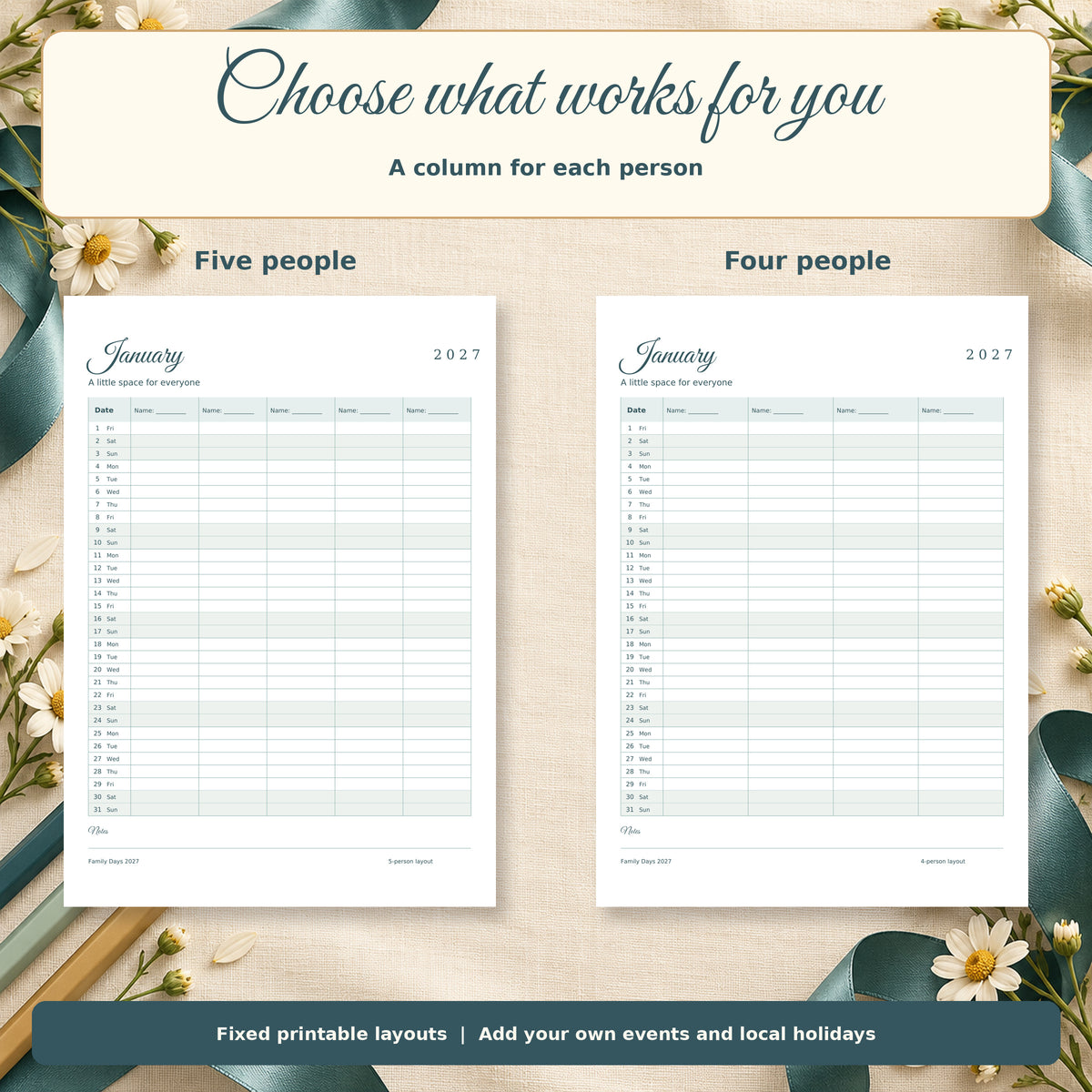 Family Days 2027 — layout choices