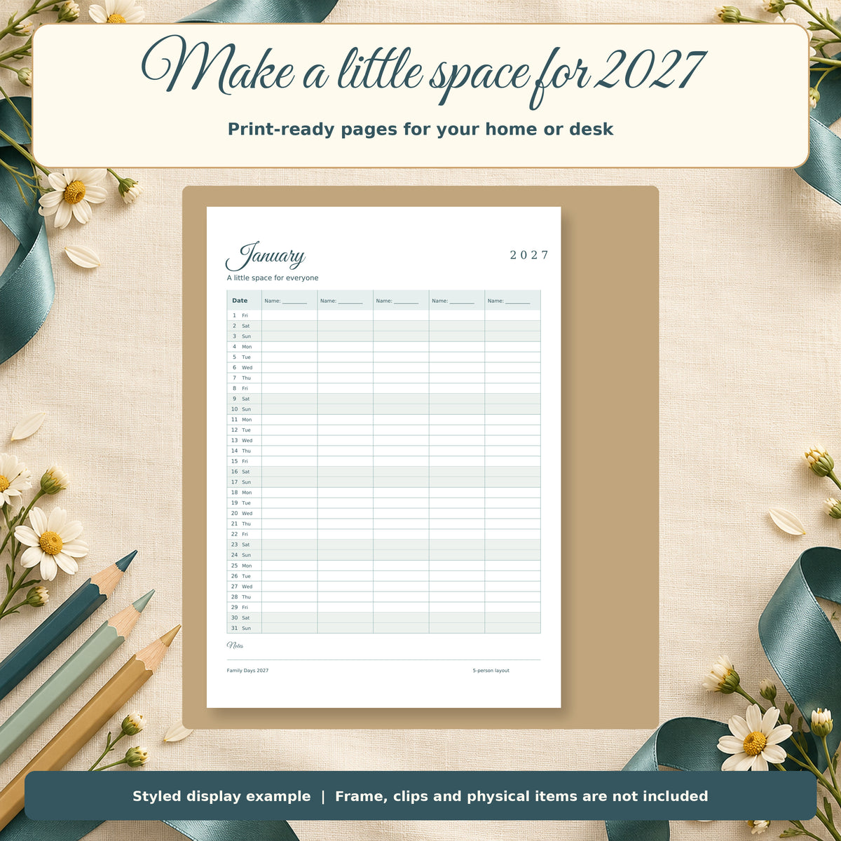 Family Days 2027 — print display example