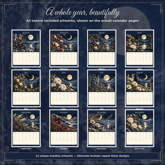 Celestial Nocturne 2027 — all twelve monthly artworks