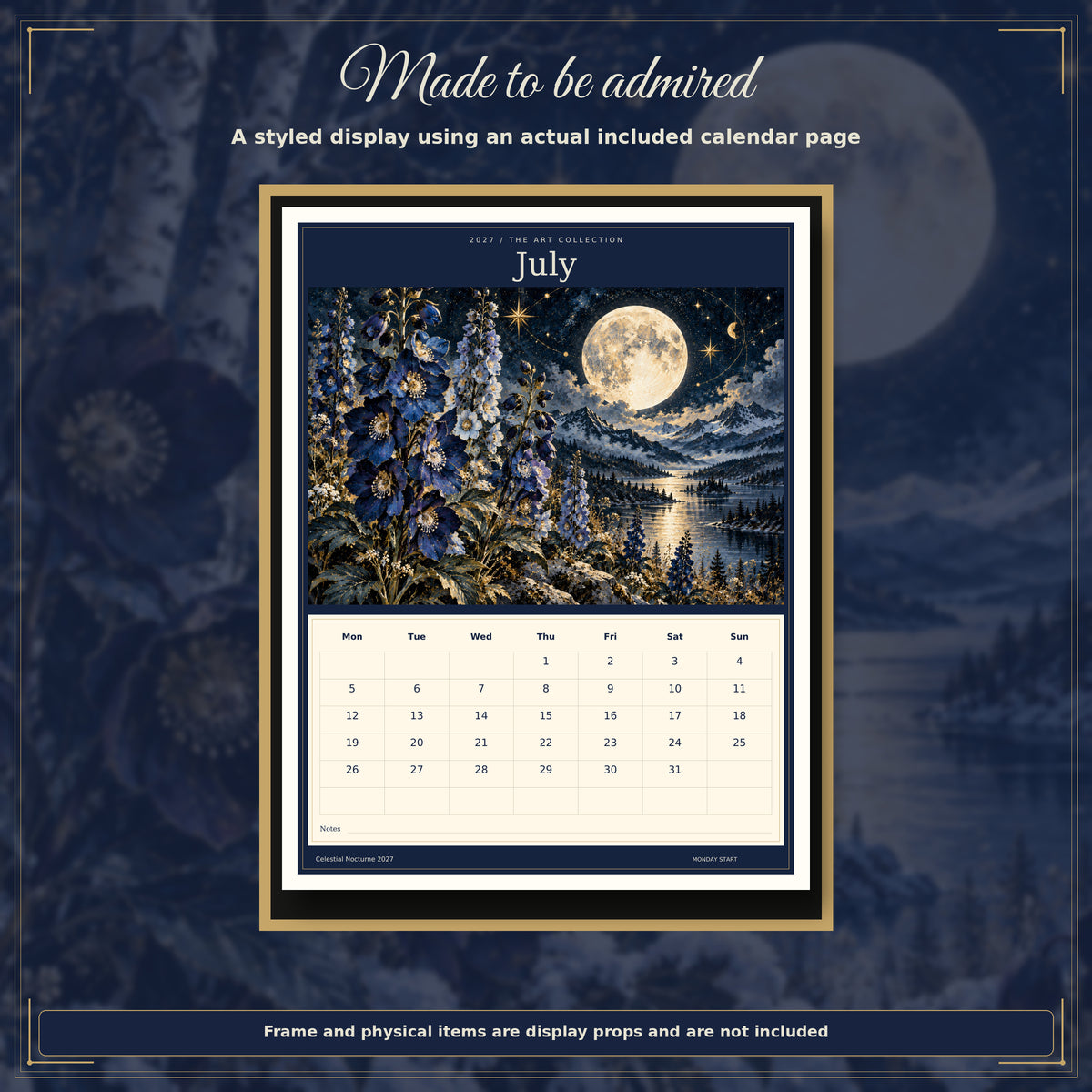 Celestial Nocturne 2027 — styled display using actual included page