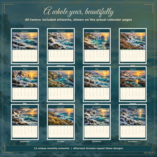 Gilded Tides 2027 — all twelve monthly artworks