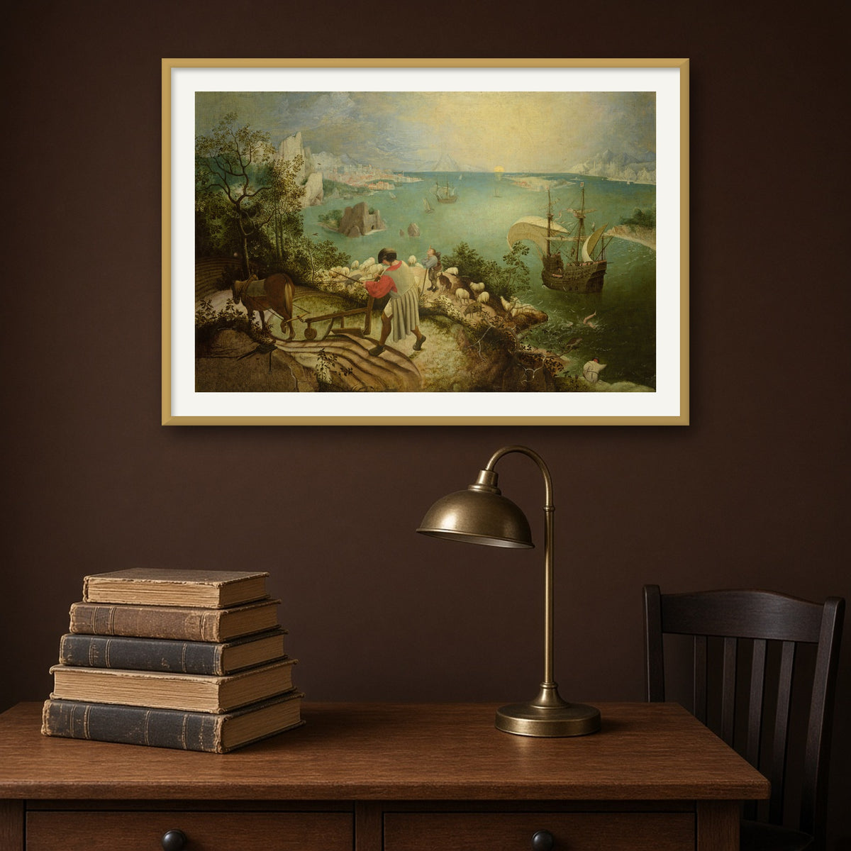 Landscape with the Fall of Icarus by Pieter Bruegel the Elder — framed art preview