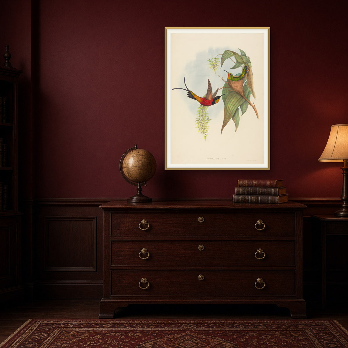 Fiery Topaz Hummingbird (Topaza Pyra) from A Monograph of the Trochilidae by John Gould — framed art preview
