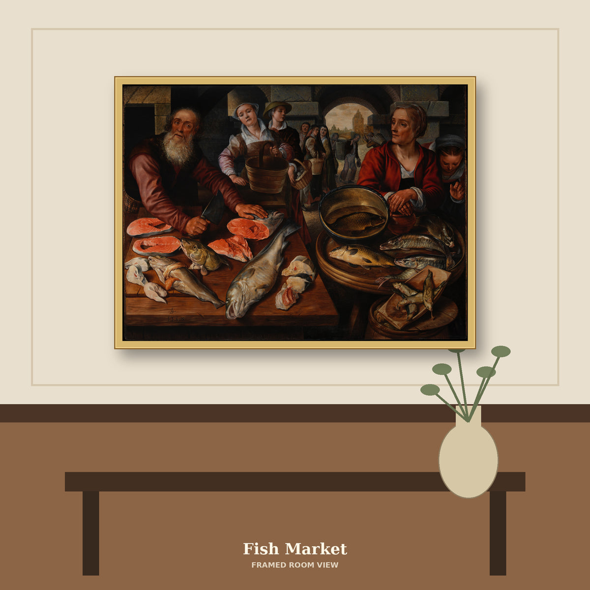 Fish Market by Joachim Beuckelaer, room mockup