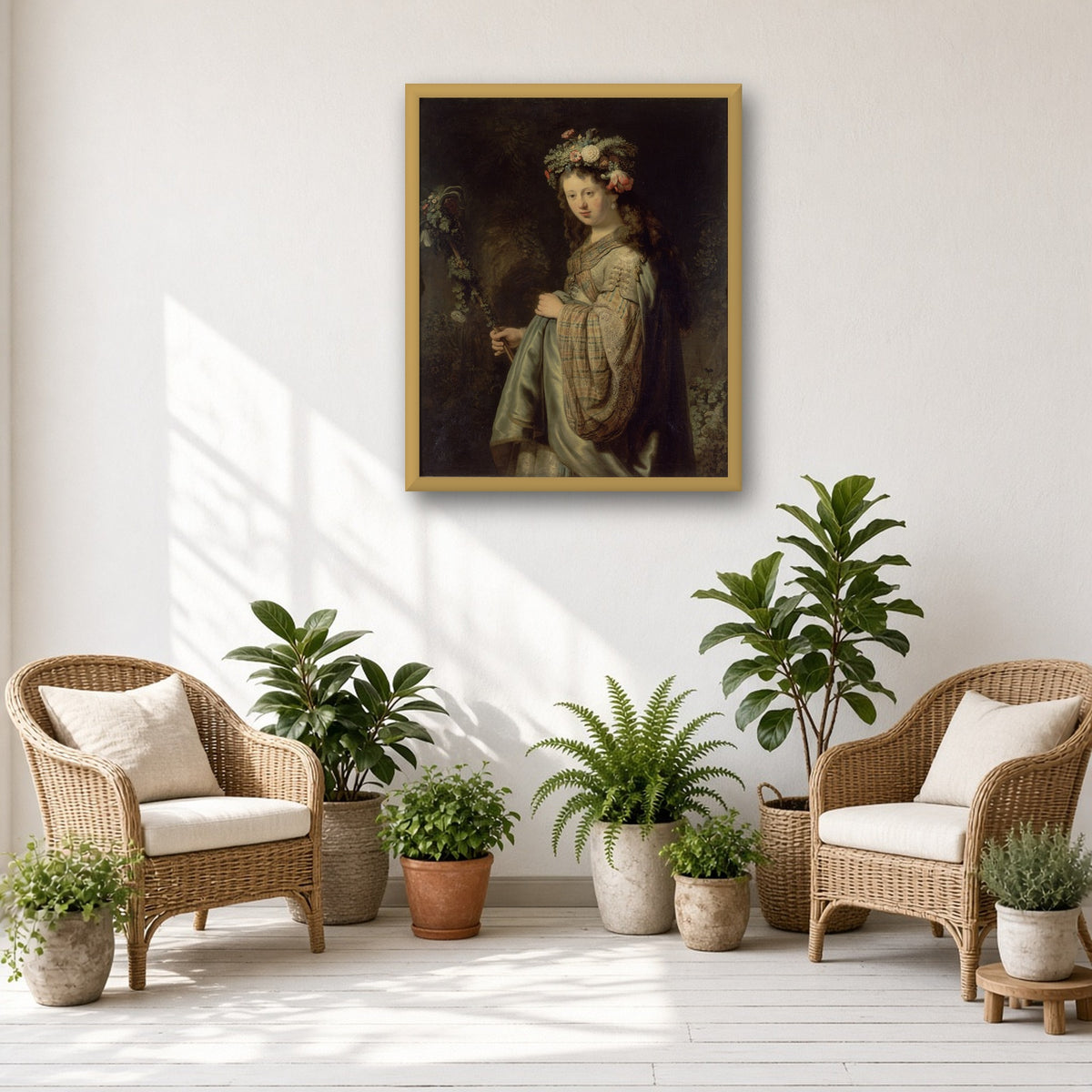Flora by Rembrandt — framed art preview
