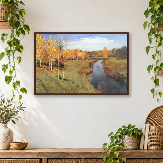 Golden Autumn by Isaac Levitan — framed room mockup