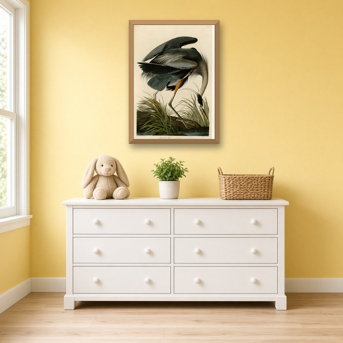Great Blue Heron, Plate 211 from Birds of America by John James Audubon — framed art preview