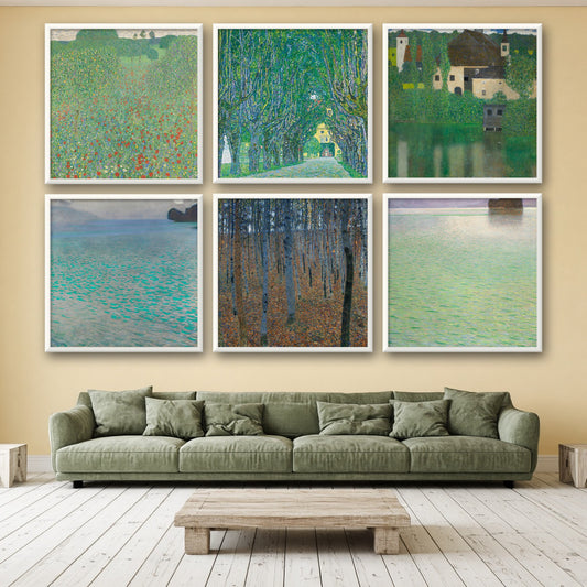 Gustav Klimt Landscapes Gallery Wall Set of 6 — gallery wall mockup