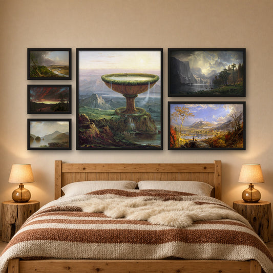 Hudson River School Landscape Gallery Wall Set of 6 — gallery wall mockup, alternative arrangement