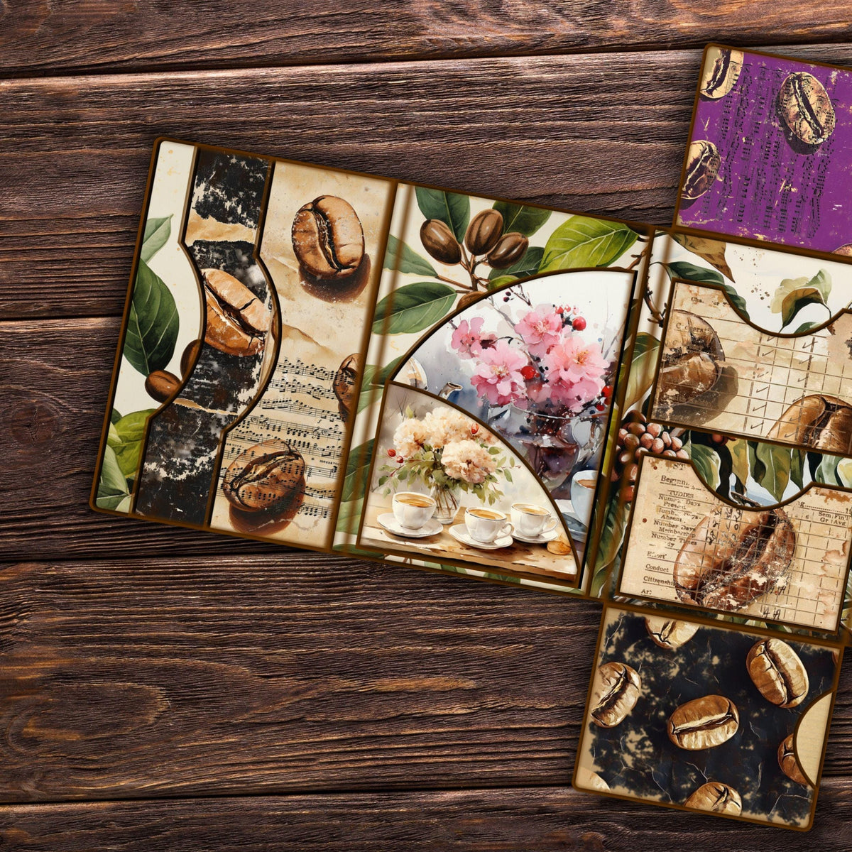 Folio 5 Canva Template – Cross-Fold Junk Journal Folio Kit with Pockets, Commercial Use