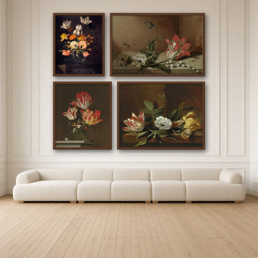 Jacob Marrel Tulips Gallery Wall Set of 4 — gallery wall mockup, alternative arrangement