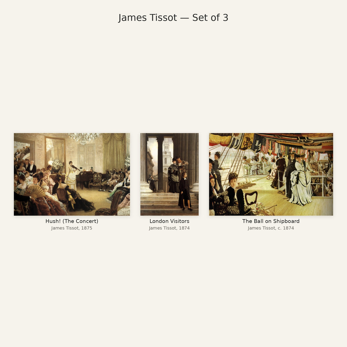 James Tissot Gallery Wall Set of 3 — all paintings in the set