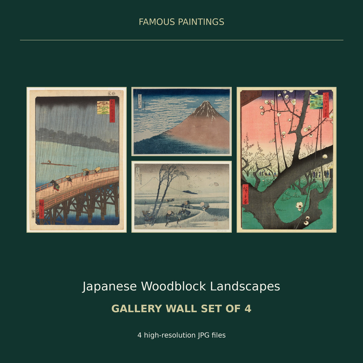 Japanese Woodblock Landscape Gallery Wall Set of 4 — cover