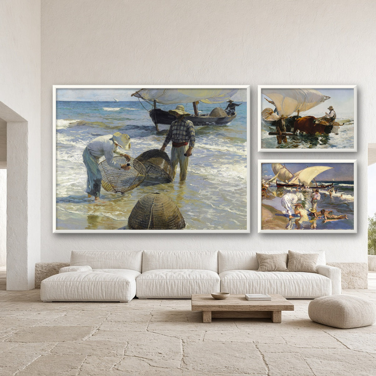 Joaquin Sorolla Gallery Wall Set of 3 — gallery wall mockup, alternative arrangement