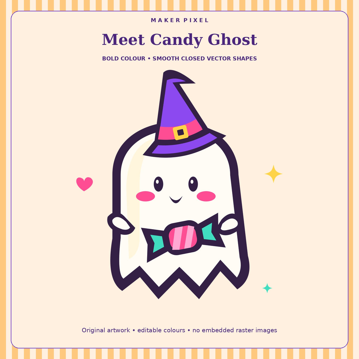 Kawaii Candy Halloween SVG + PNG Pack – 6 Vibrant Cute Characters