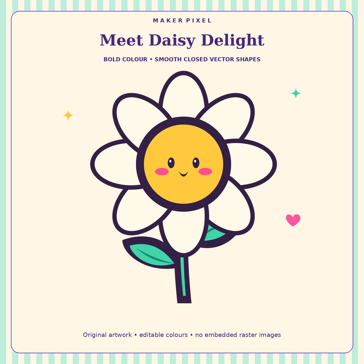 Kawaii Flower Friends SVG + PNG Pack – 6 Cute Floral Characters