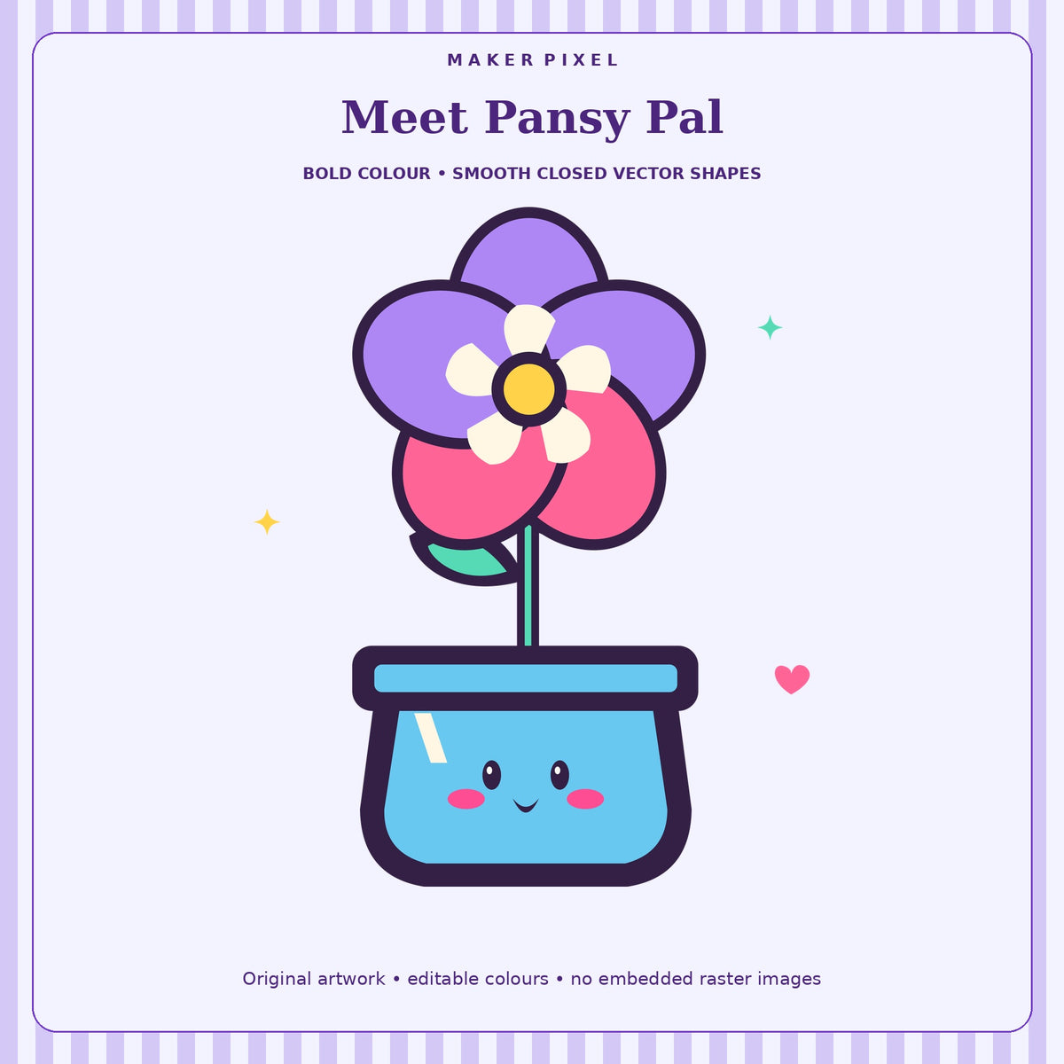 Kawaii Potted Blooms SVG + PNG Pack – 6 Happy Flower Pots