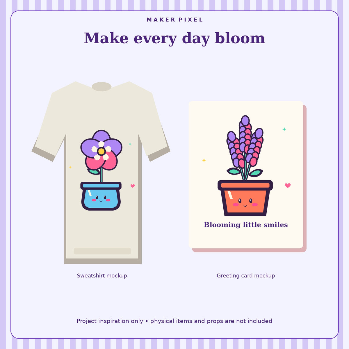 Kawaii Potted Blooms SVG + PNG Pack – 6 Happy Flower Pots