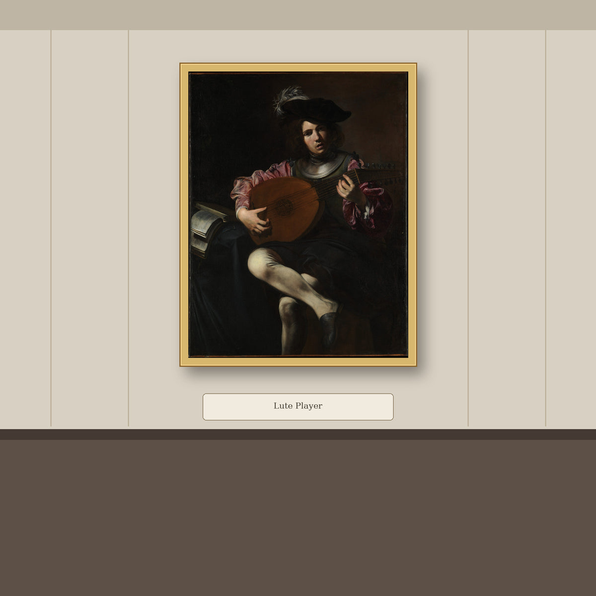 Lute Player by Valentin de Boulogne, gallery mockup