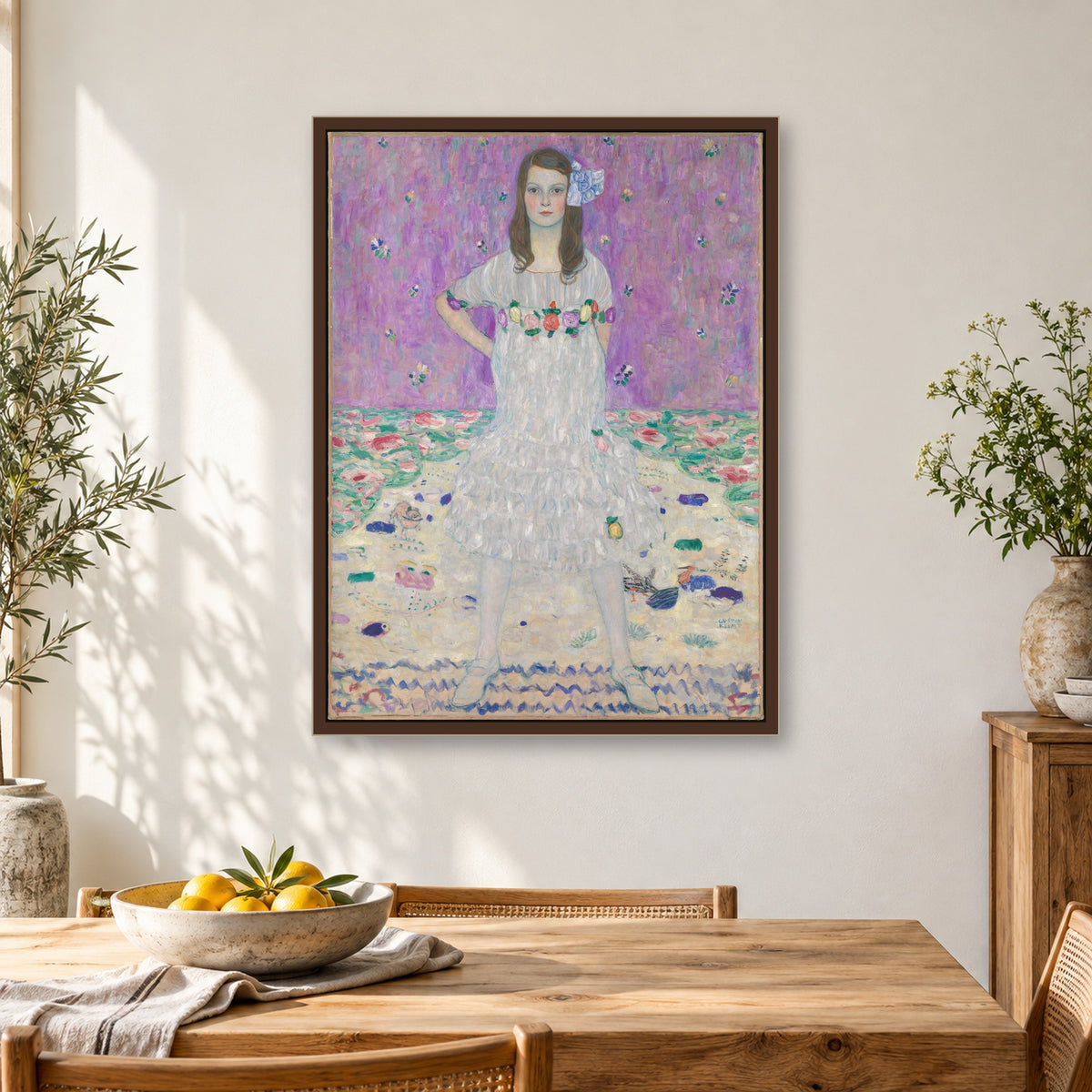 Mäda Primavesi by Gustav Klimt — framed interior mockup