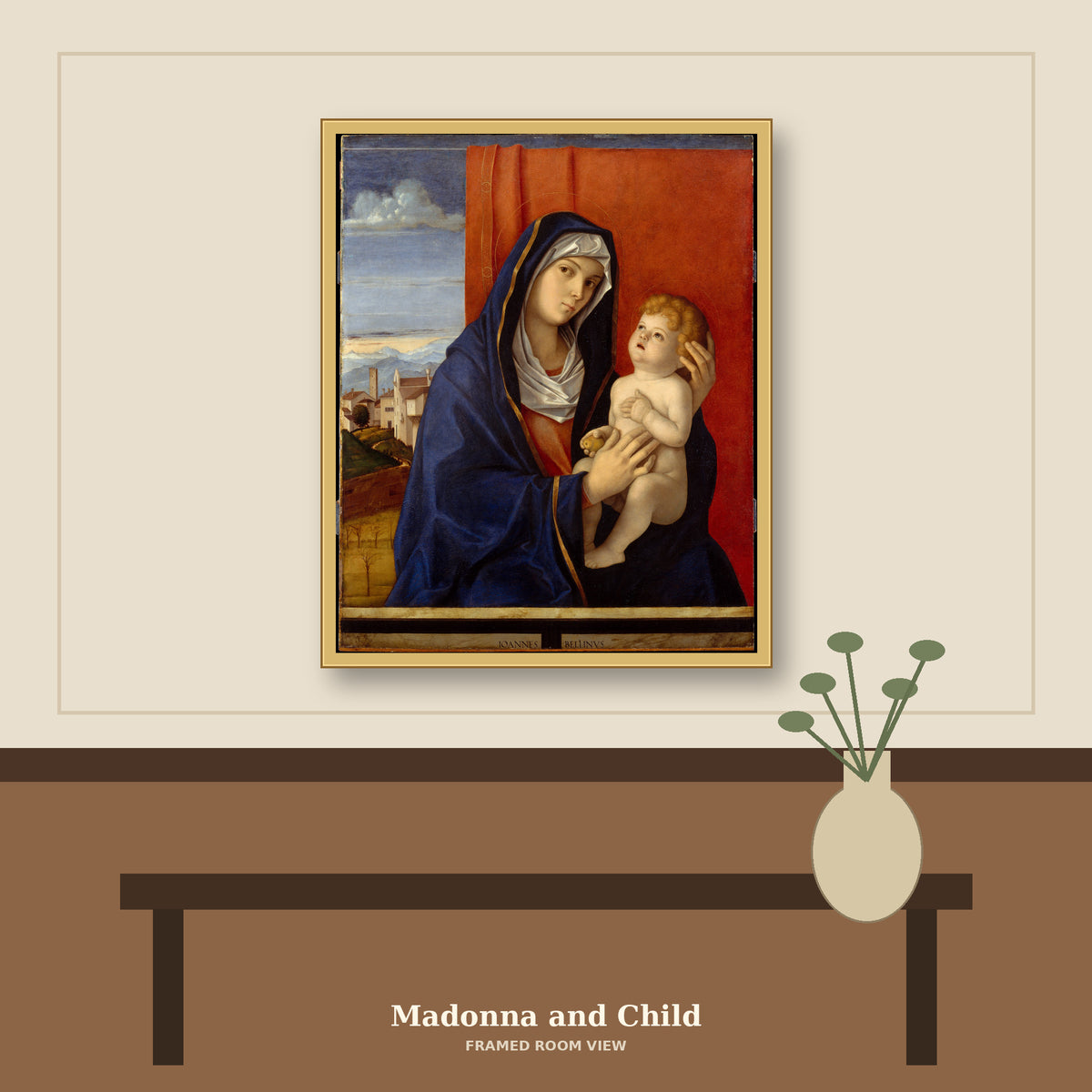 Madonna and Child by Giovanni Bellini, room mockup