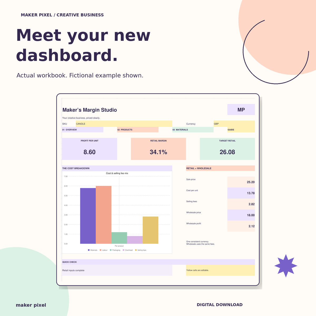 Maker's Margin Studio: actual worked example