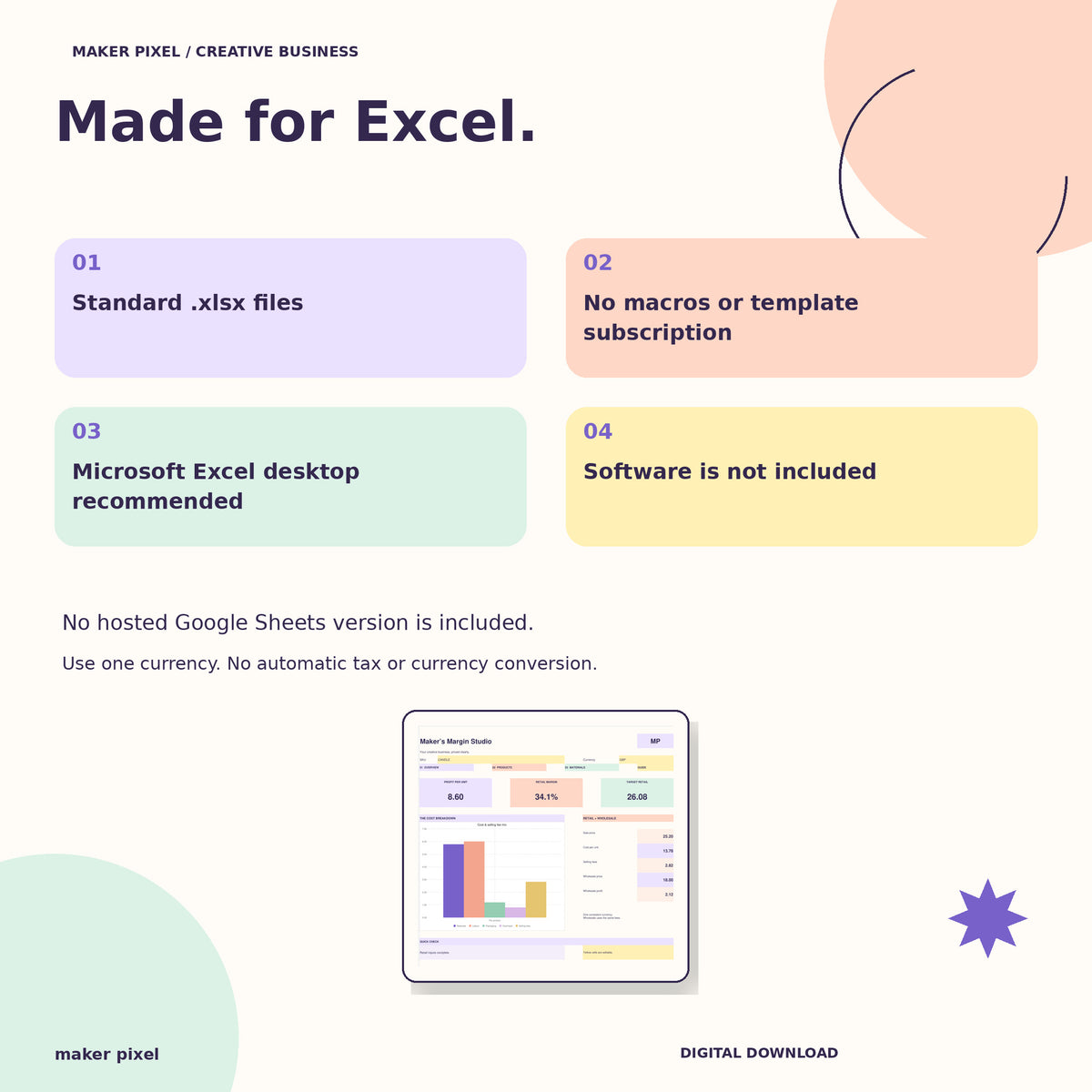 Maker's Margin Studio: Excel file compatibility