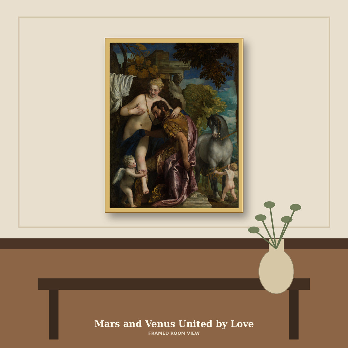 Mars and Venus United by Love by Paolo Veronese (Paolo Caliari), room mockup
