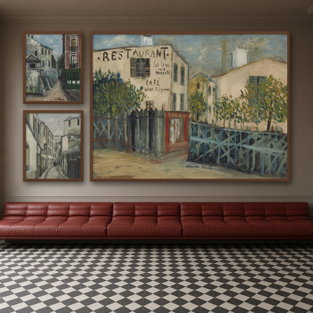 Maurice Utrillo Montmartre Gallery Wall Set of 3 — gallery wall mockup, alternative arrangement