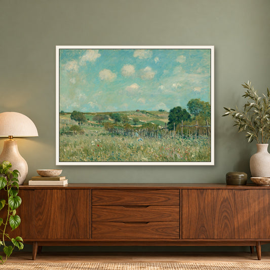 Meadow by Alfred Sisley — framed room mockup