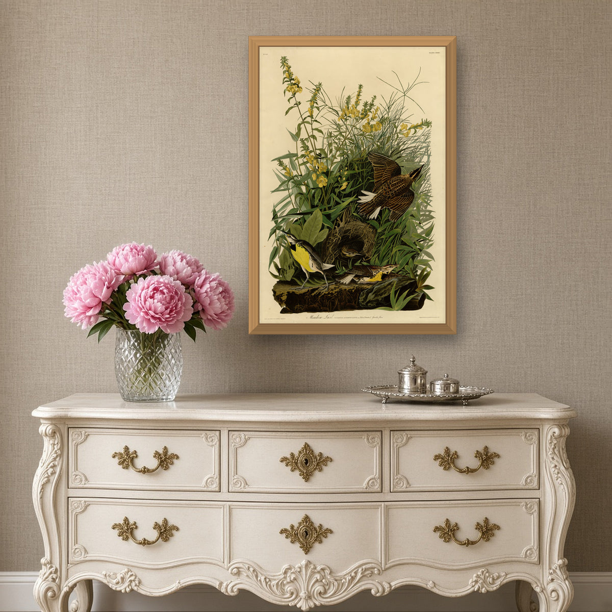 Meadow Lark, Plate 136 from Birds of America by John James Audubon — framed art preview