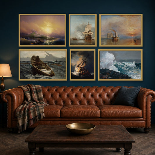 Moody Seascape Gallery Wall Set of 6 — gallery wall mockup