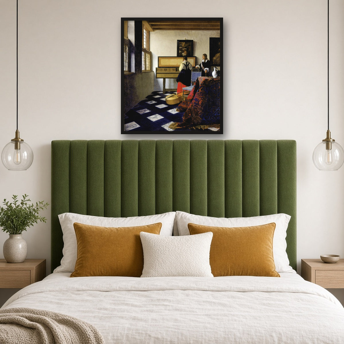 The Music Lesson by Johannes Vermeer — room mockup