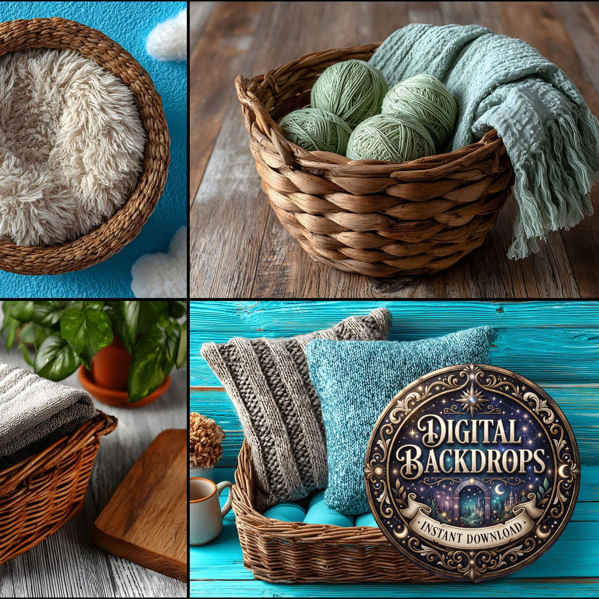 Newborn Baby Basket Backdrop Images