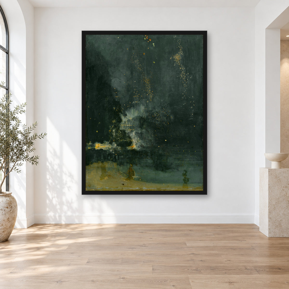 Nocturne in Black and Gold – The Falling Rocket by James McNeill Whistler — framed interior mockup