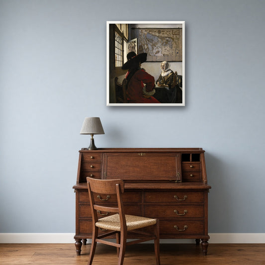 Officer and Laughing Girl by Johannes Vermeer — room mockup