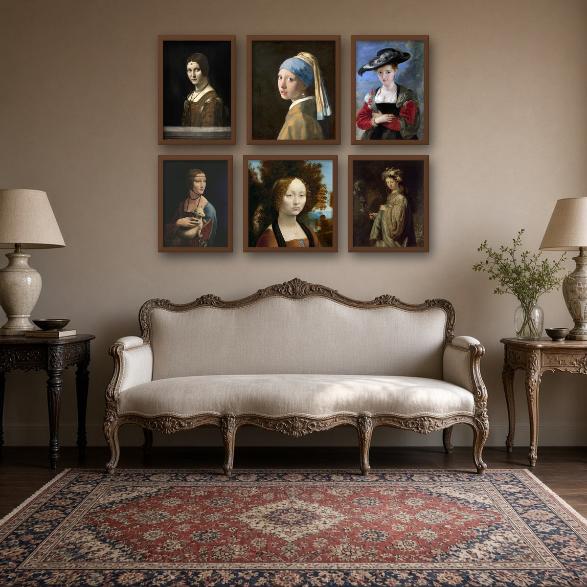 Old Master Portraits of Women Gallery Wall Set of 6 — gallery wall mockup