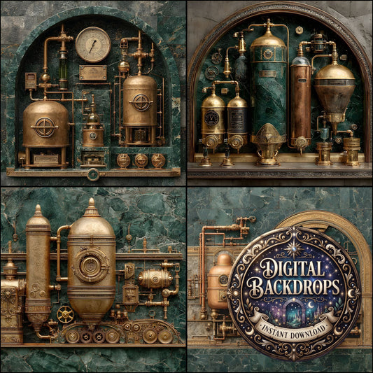 Ornate Steampunk Inspired Clock Backdrop Images