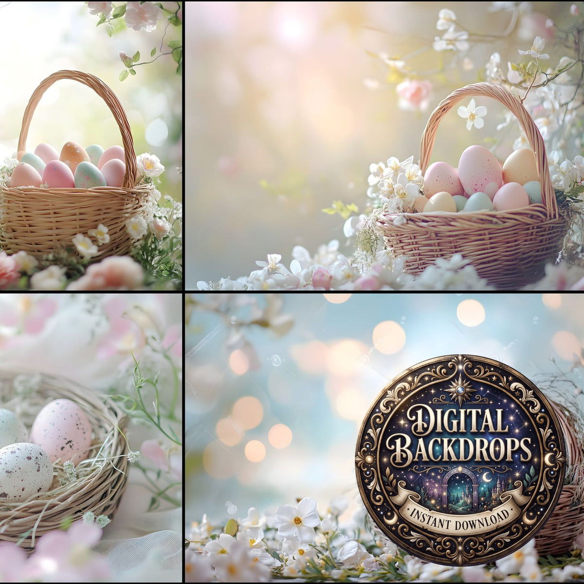 Pastel Easter Basket Backdrop Images
