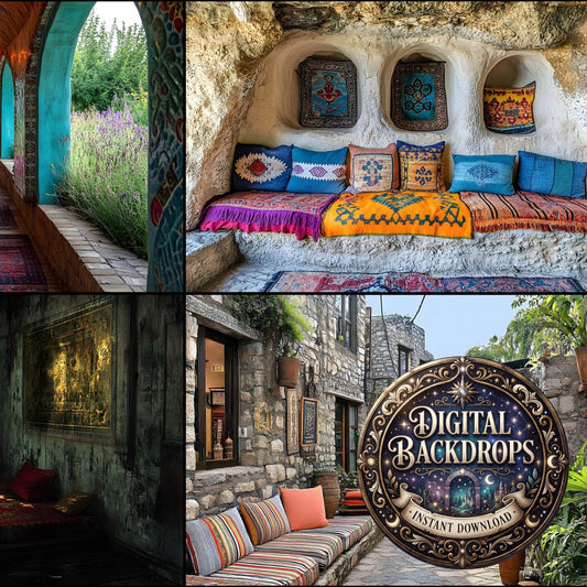 Persian Palace Interior digital photography backdrops, preview of the downloadable set